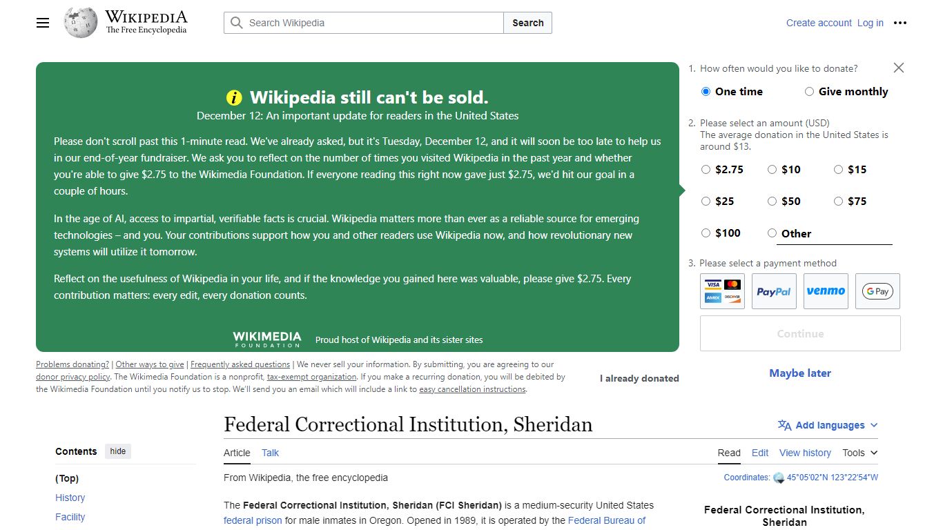 Federal Correctional Institution, Sheridan - Wikipedia